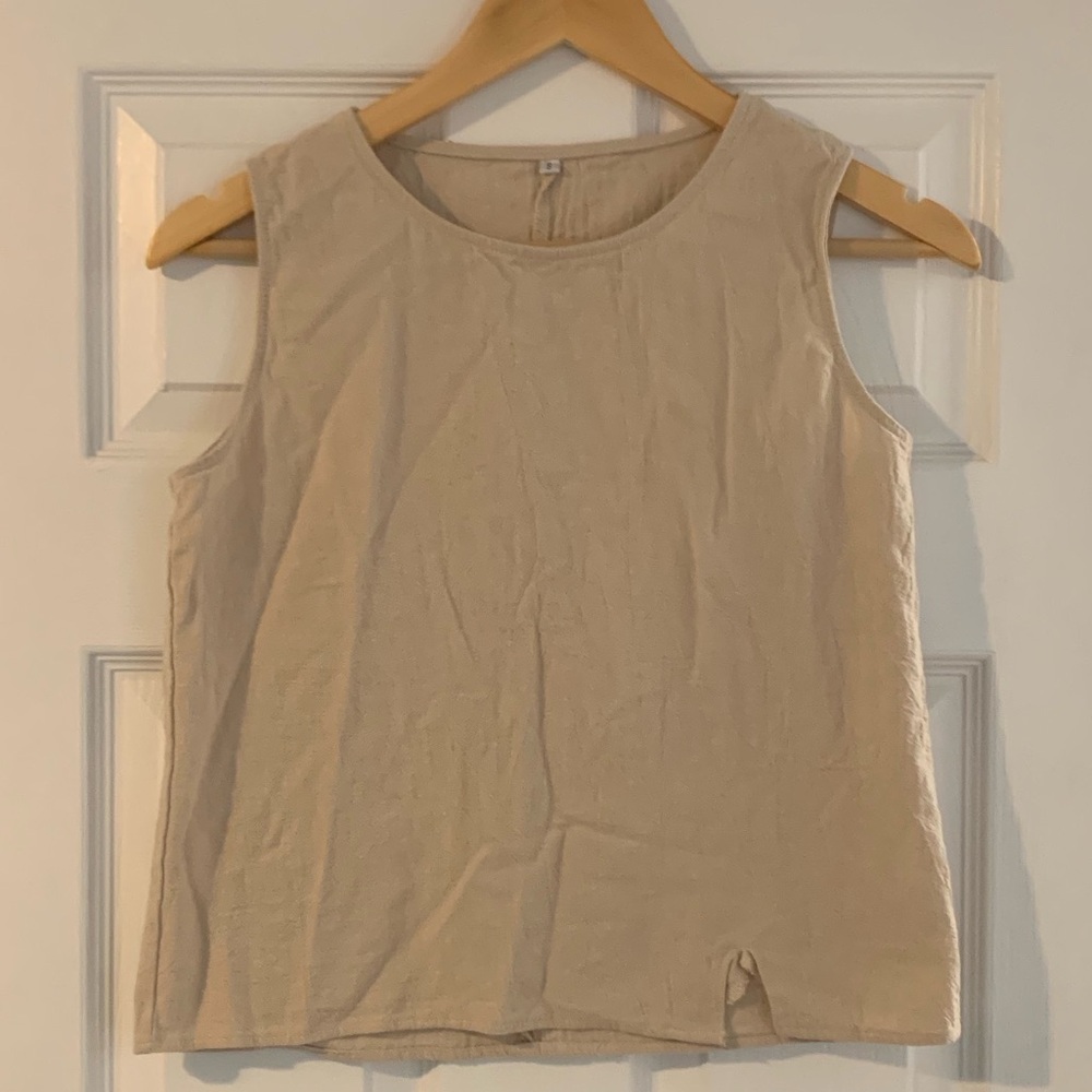 Sleeveless Cotton Cream Tank Top